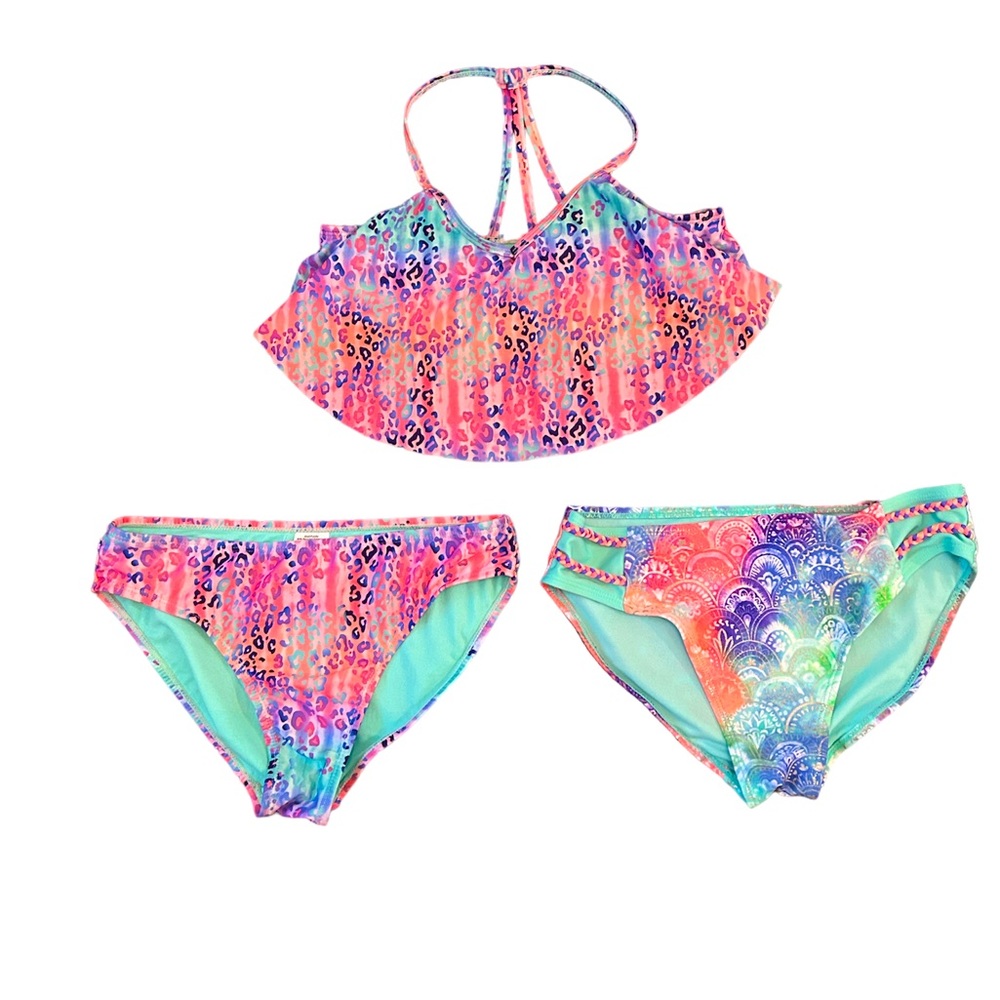 Colorful Bikini Swim Suit with Bonus Bottoms - HOST PICK